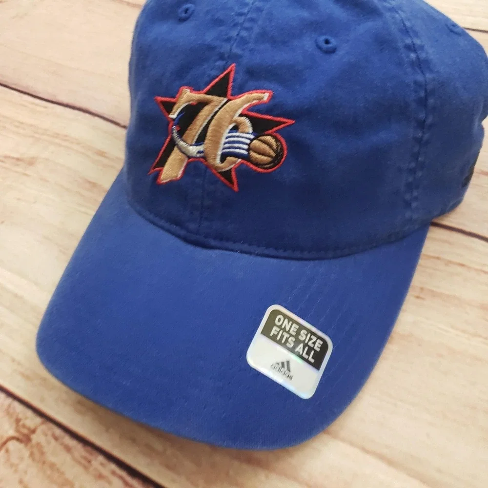 Philadelphia 76ers Hat Cap Strap Back One Size Blue‎ NBA Basketball Adidas Mens